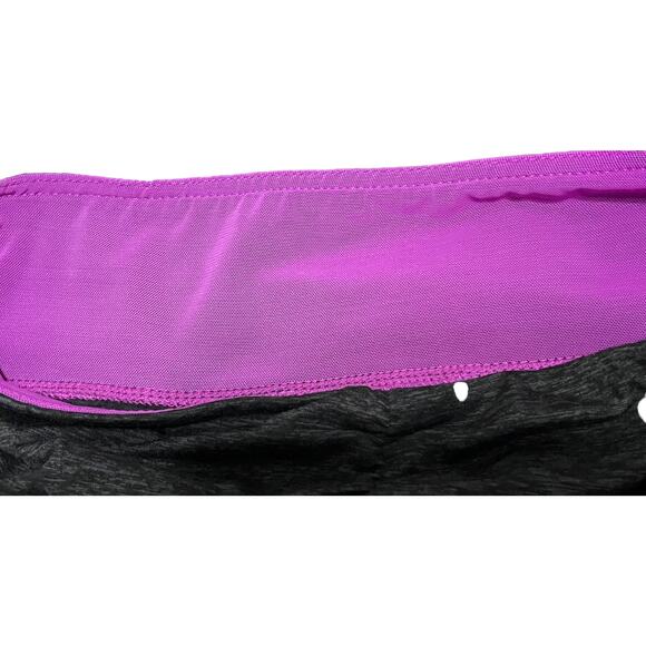 TANGERINE HI-RISE CROP LEGGINGS, WOMENS, M, HEATHER GREY, PURPLE TRIM, ANKLE ZIP - Picture 7 of 11